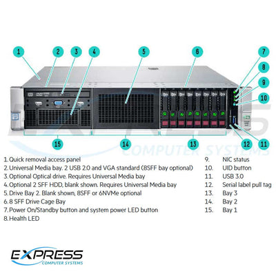 HPE ProLiant DL380 (G9) E5-2650V4 2P 32GB-R P440AR 8SFF 2x10GB 2x800W Performance Server | 826684-B21