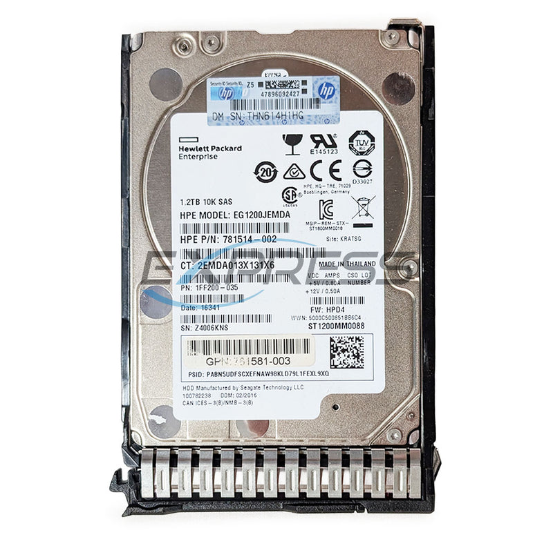 HPE 2.5" 1.2TB 10K SAS 12Gbps SC HDD | 781578-001