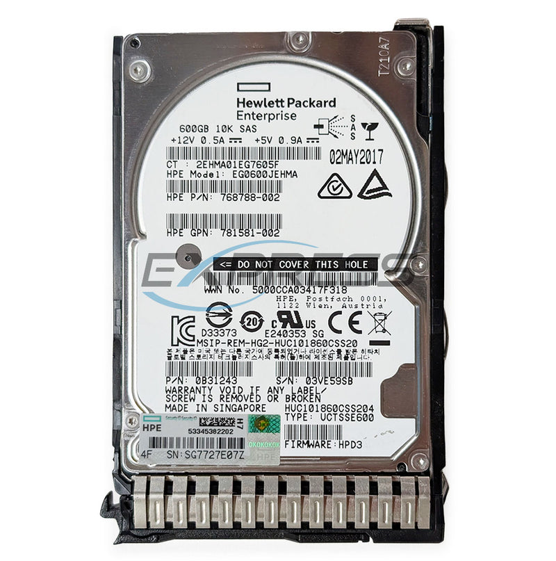 HPE 2.5" 600GB 10K SAS 12Gbps SC HDD | 781577-001