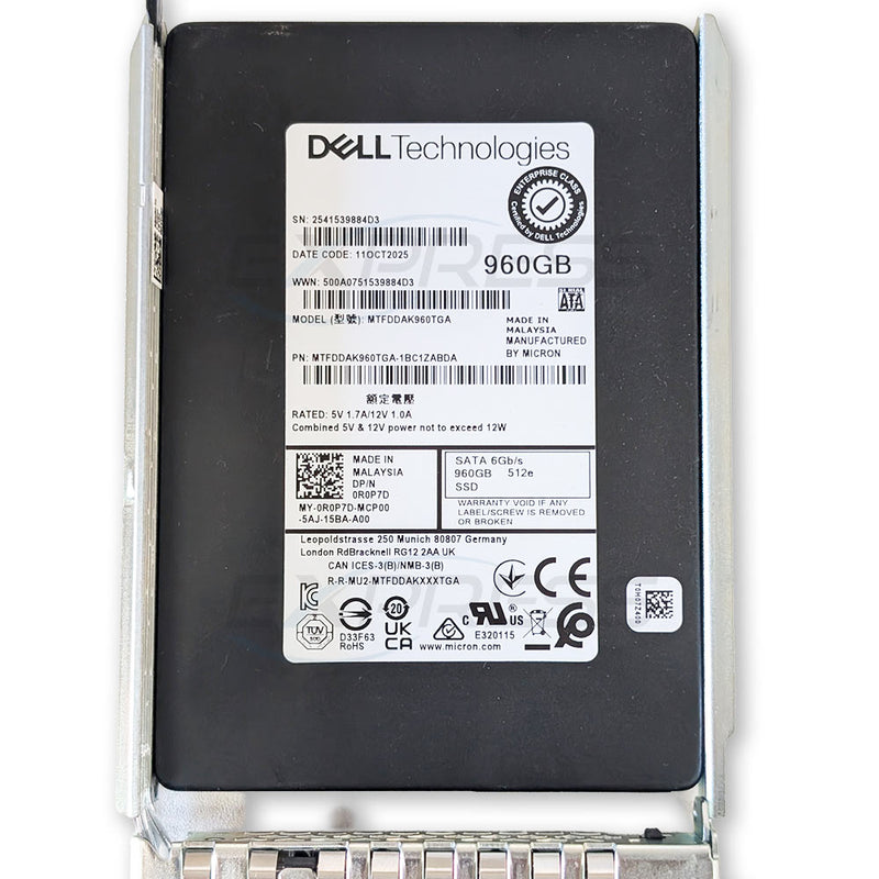 Dell 2.5" 960GB SATA 6Gbps RI 512e 1 DWPD SSD | R0P7D