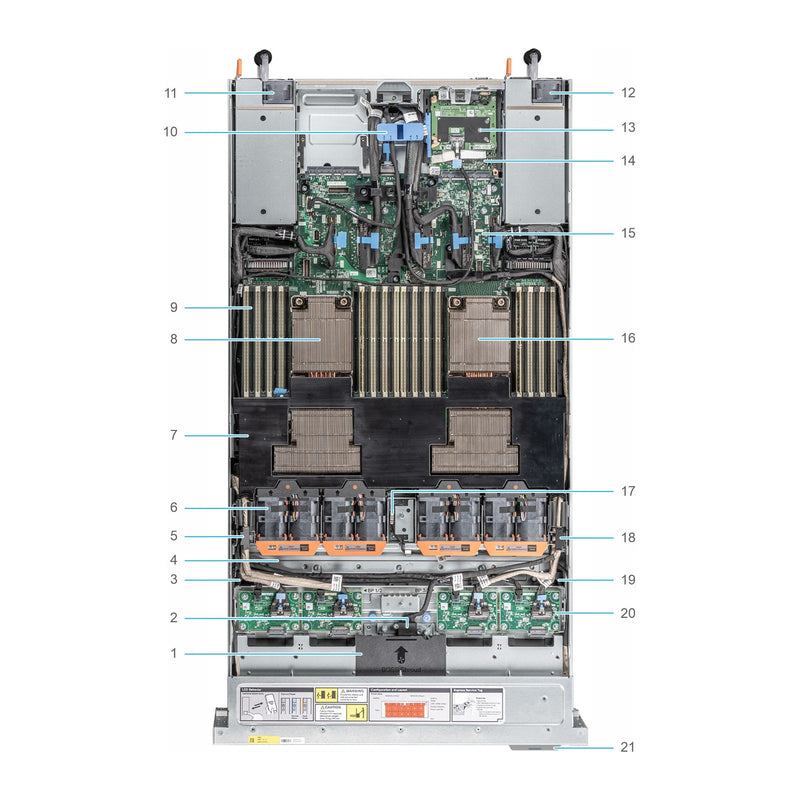 Dell PowerEdge XE7740 internal view, CPU zone