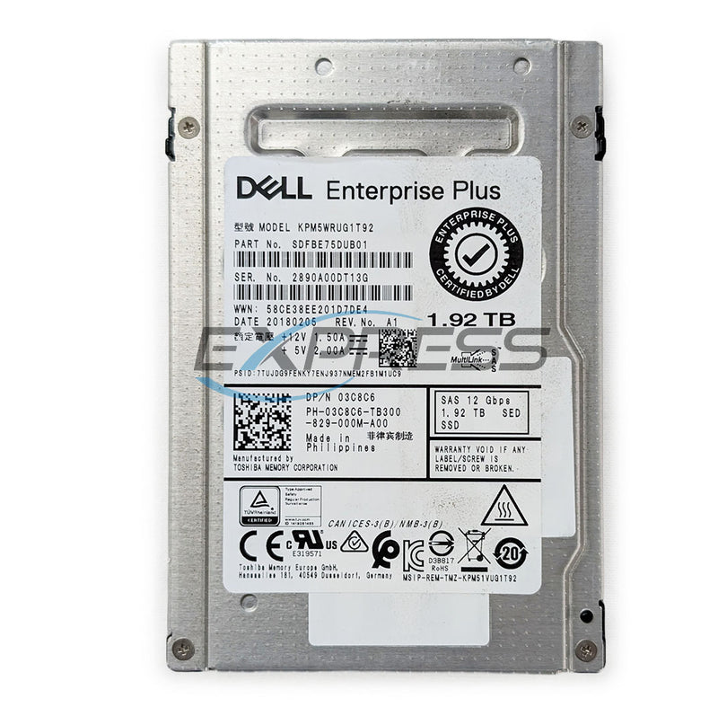Dell 2.5" 1.92TB SAS 12Gbps Ep+ RI SED SSD | 3C8C6