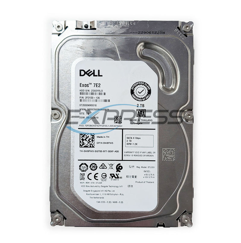 Dell 3.5" 2TB 7.2K SATA 6Gbps HDD | W8FW5