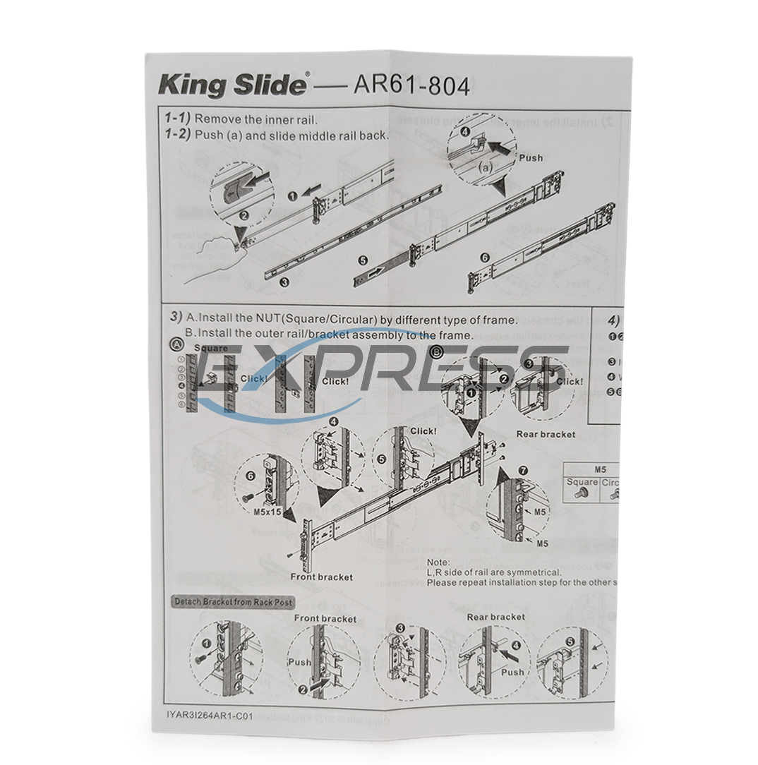 Dell Poweredge 4U King Slide Rail Kit (AR61-804) | P4VTY