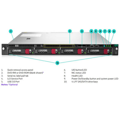 HPE ProLiant DL160 (G10) 4210R 2.4GHz 10 Core 1P 16GB-R S100i 4LFF 500W PS Server | P35515-B21