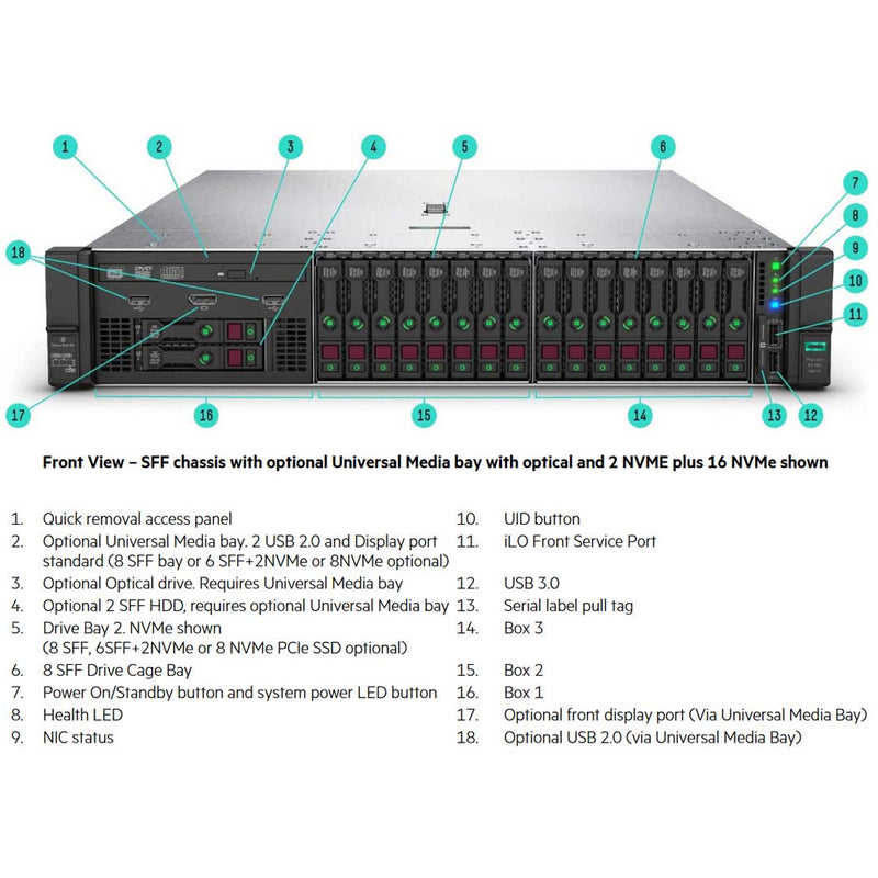 HPE ProLiant DL380 (G10) 4215R 3.2GHz 8 Core 1P 32GB-R S100i NC 8SFF 800W PS Server | P40425-B21