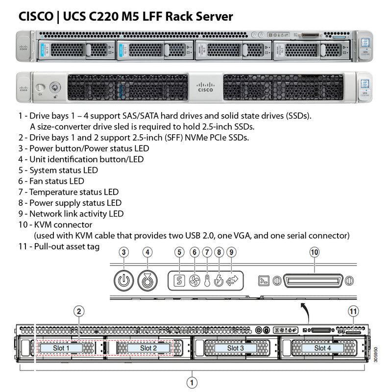 Cisco Ucs C220 M5 4X 3.5" Lff Chassis | UCSC-C220-M5L