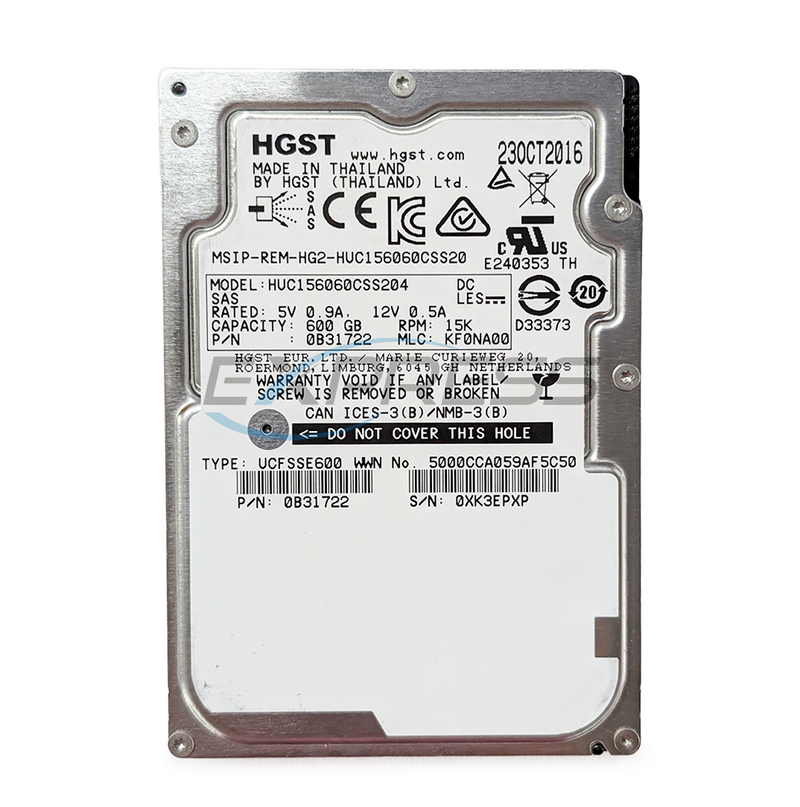 Hitachi 2.5" 600GB 15K SAS 12Gbps HDD | HUC156060CSS204