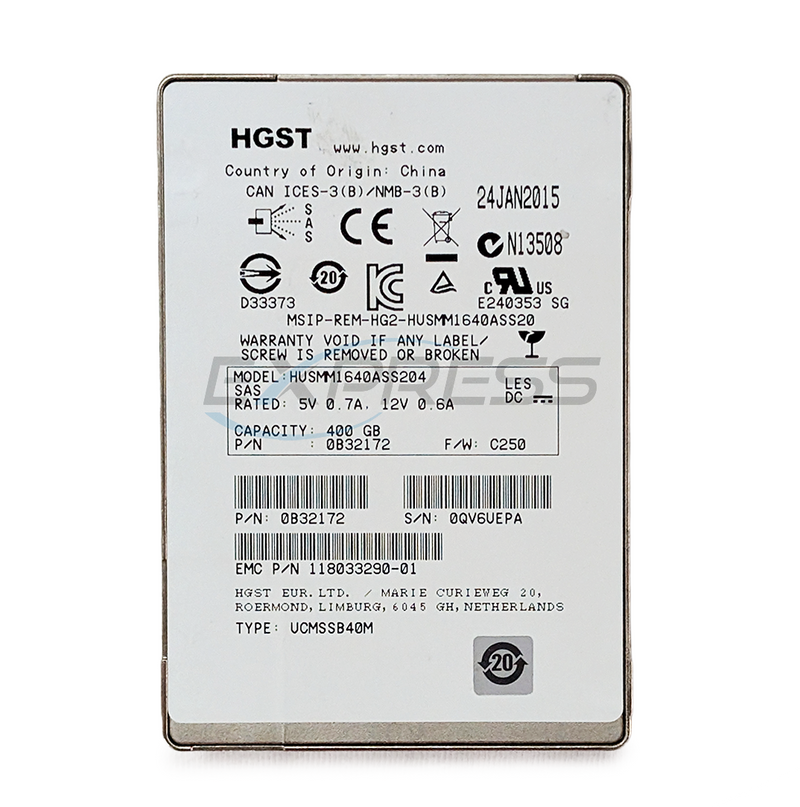 Hitachi 2.5" 400GB SAS 12Gbps SSD | HUSMM1640ASS204