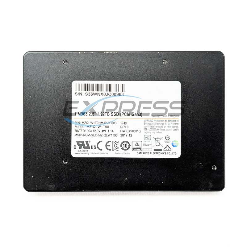 Samsung 2.5" 1.92TB NVMe U.2 (G3) SSD (Pm963) | MZ-QLW1T90