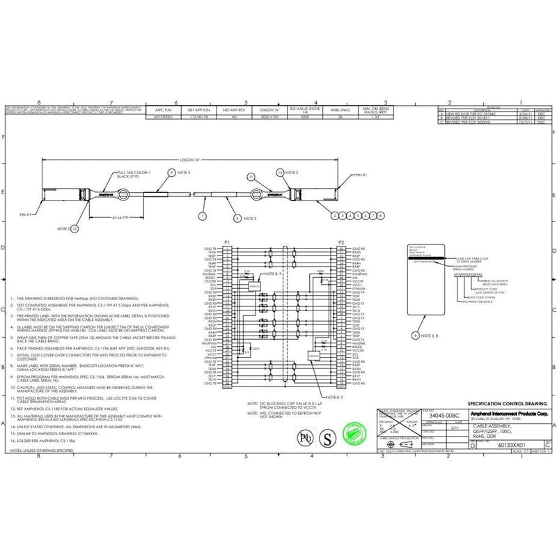 NetApp X6559-R6 - 5m Data Cable with Plug QSFP/QSFP | SAS Cntlr-Shelf/Shelf-Shelf/HA,
