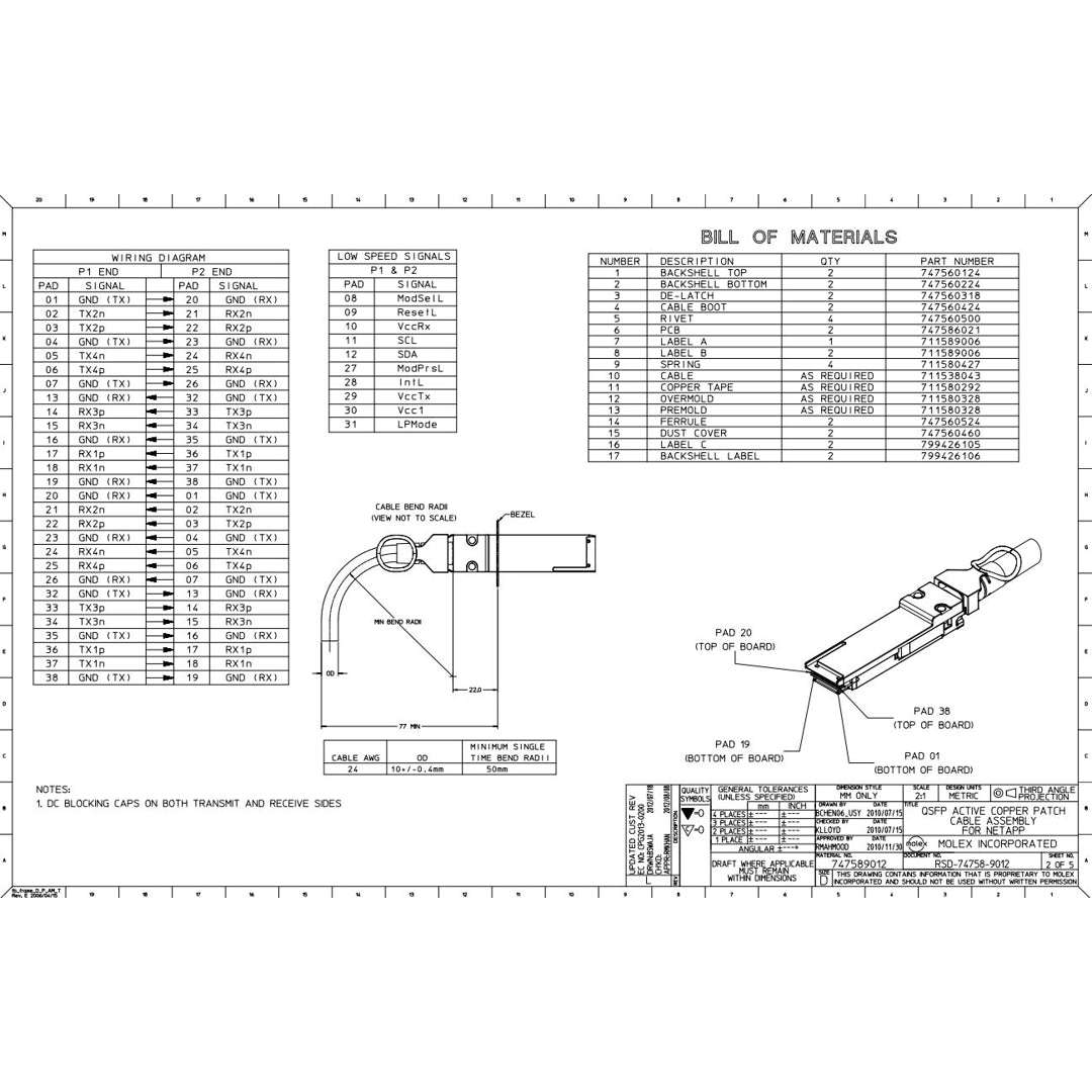 NetApp X6591-R6 - 20m Data Cable with Plug QSFP/QSFP | SAS Cntlr-Shelf/Shelf-Shelf, Active,