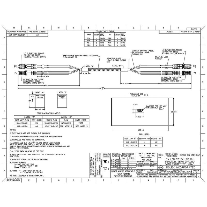 NetApp X6524-R6 - 2m size_50µmData Cable with Plug LC/LC | Opt, OM2, 50µm, 2xLC/2xLC,