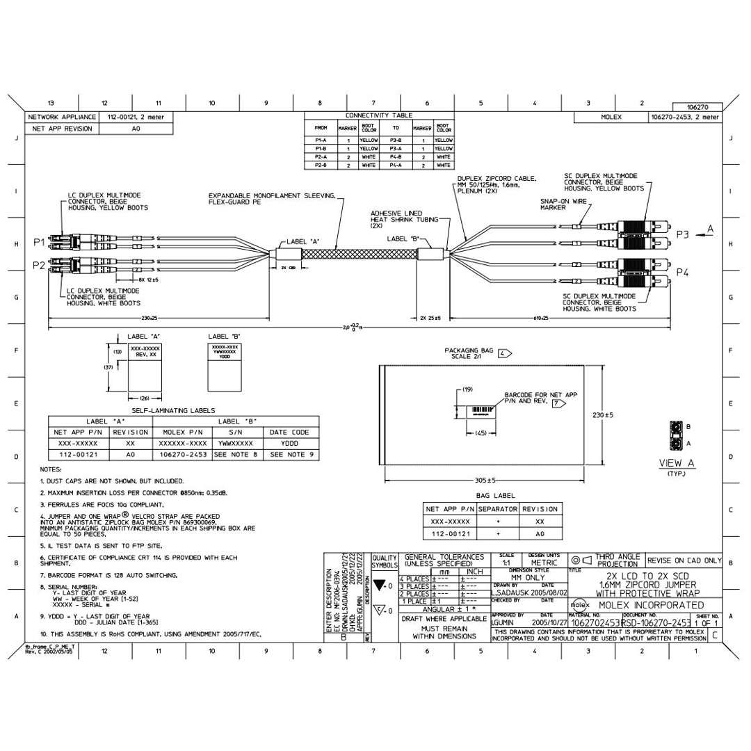 NetApp X6523-R6 - 2m size_50µmData Cable with Plug LC/SC | Opt, OM2, 50µm, 2xLC/2xSC,