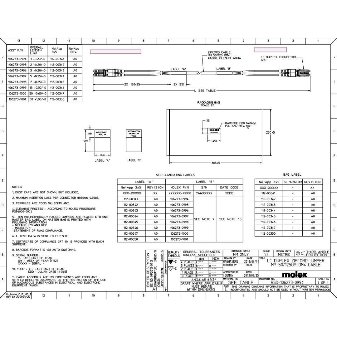 NetApp X66250-15 - 15m size_50µmData Cable with Plug LC/LC | Opt, OM4, 50µm, LC/LC,