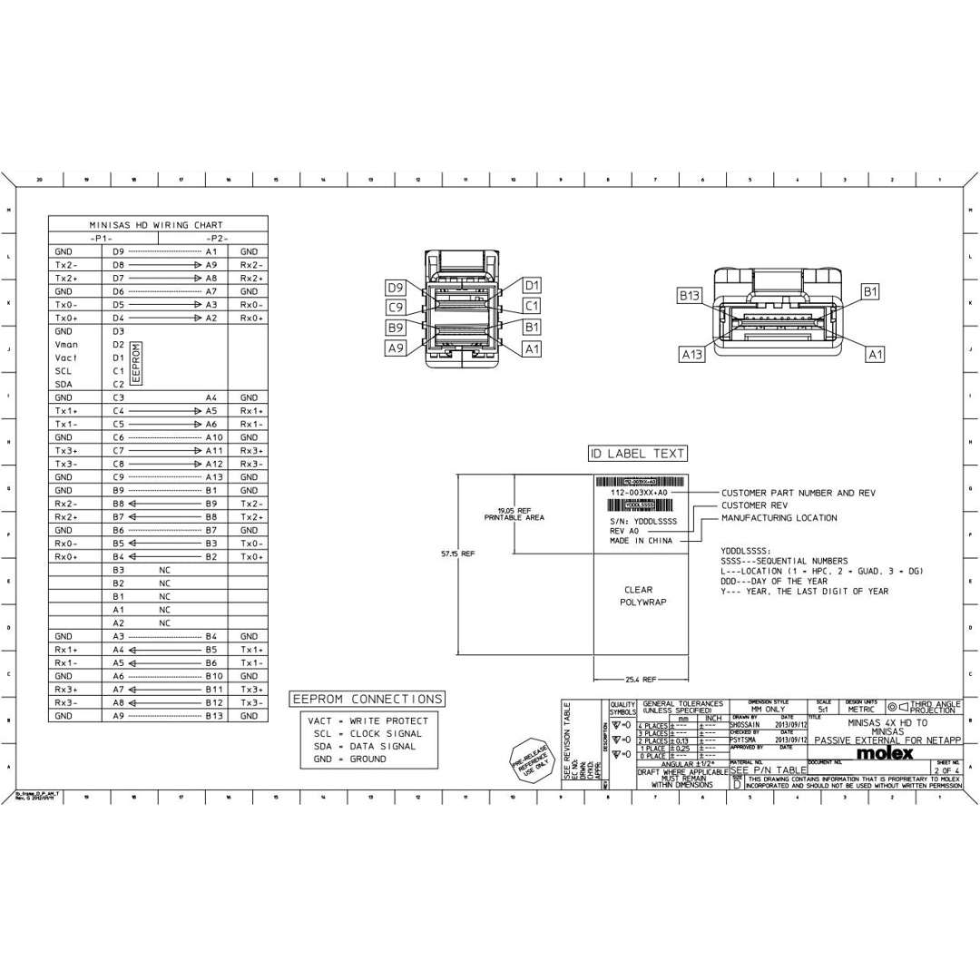 NetApp X-26003-00-R6 - 0.5m Data Cable with Plug MiniSAS HD/miniSAS | SAS HD to miniSAS, SAS2,