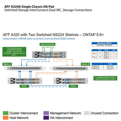 NetApp AFF A320 Single Chassis HA Pair Filer Head (AFF-A320A)
