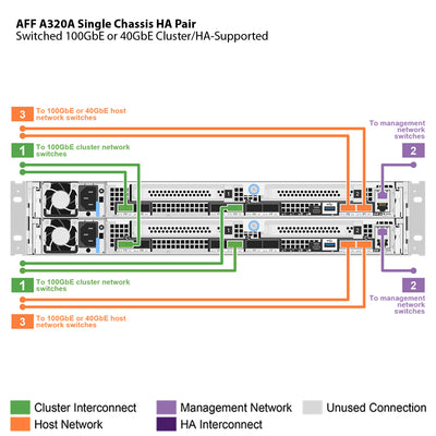NetApp AFF A320 Single Chassis HA Pair Filer Head (AFF-A320A)