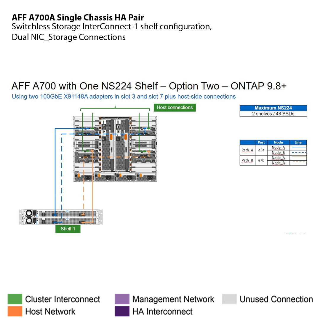 NetApp AFF A700 Single Chassis HA Pair Filer Head (AFF-A700A)
