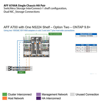 NetApp AFF A700 Single Chassis HA Pair Filer Head (AFF-A700A)