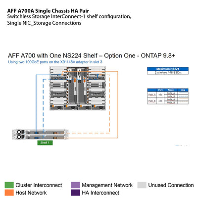 NetApp AFF A700 Single Chassis HA Pair Filer Head (AFF-A700A)