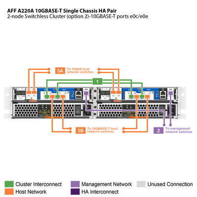 NetApp AFF A220A 10GBASE-T Single Chassis HA Pair Filer Head (AFF-A220A-10GBASE-T)