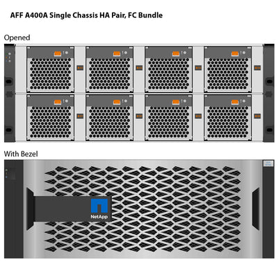 NetApp AFF A400A Single Chassis HA Pair, FC Bundle Filer Head (AFF A400A-004)