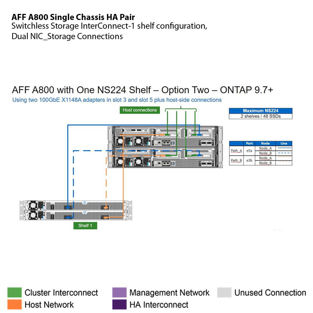 NetApp AFF A800 Single Chassis HA Pair Filer Head (AFF-A800A)