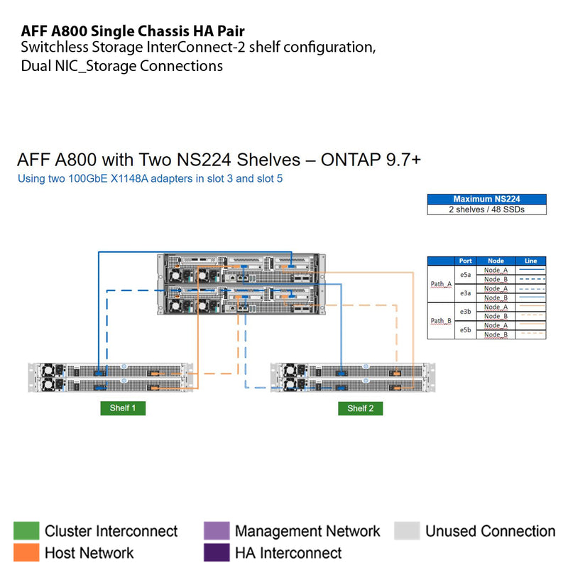 NetApp AFF A800 Single Chassis HA Pair Filer Head (AFF-A800A)