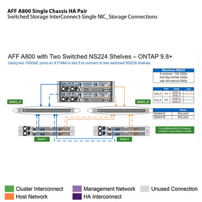 NetApp AFF A800 Single Chassis HA Pair Filer Head (AFF-A800A)