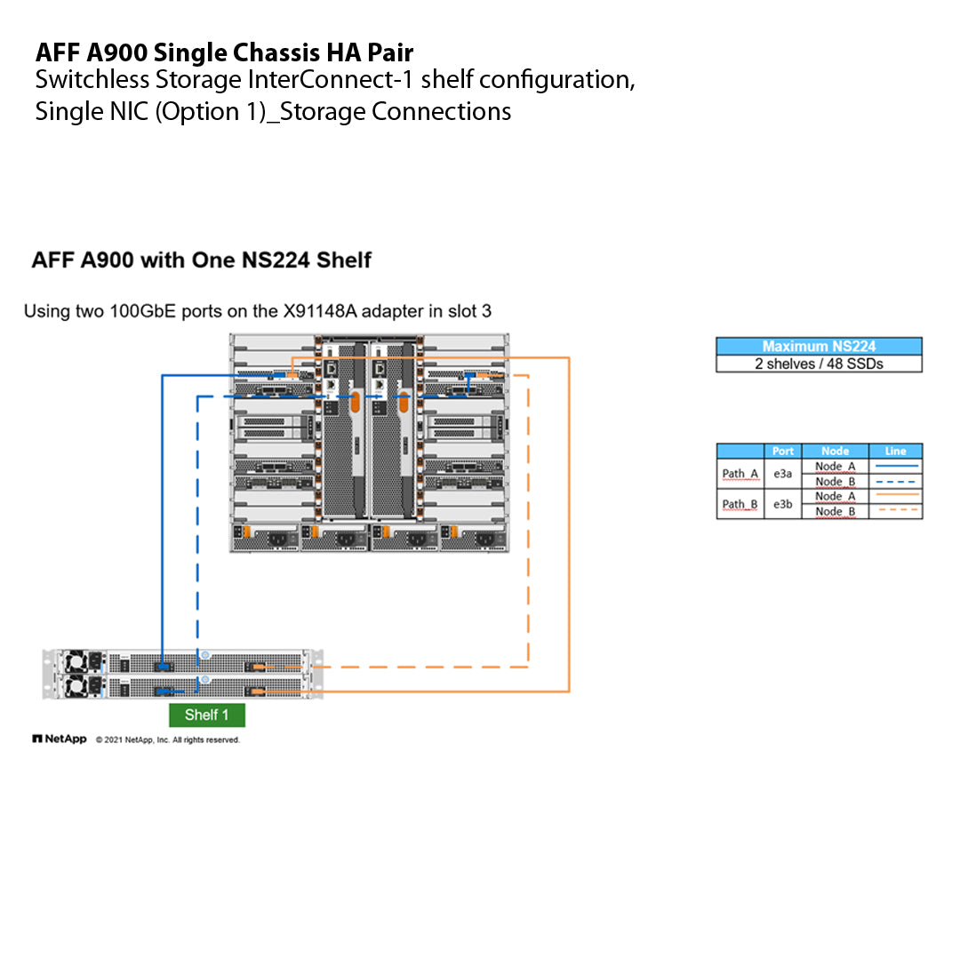 NetApp AFF A900 Single Chassis HA Pair Filer Head (AFF-A900A)