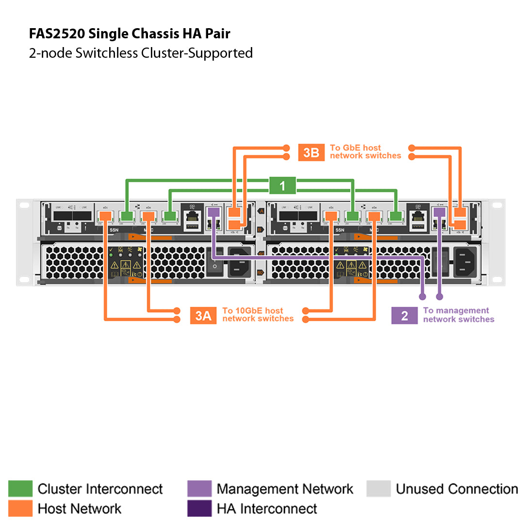 NetApp FAS2520 Single Chassis HA Pair Expansion Storage Array Filer Head (FAS2520HA)