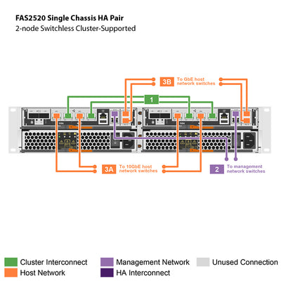NetApp FAS2520 Single Chassis HA Pair Expansion Storage Array Filer Head (FAS2520HA)