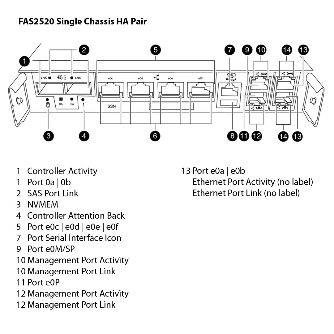 NetApp FAS2520 Single Chassis HA Pair Expansion Storage Array Filer Head (FAS2520HA)