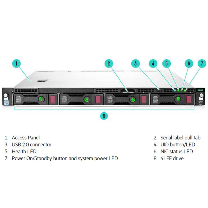 HPE ProLiant DL60 (G9) E5-2609V4 8GB-R B140i 4LFF SATA 550W PS Base Server | 833865-B21