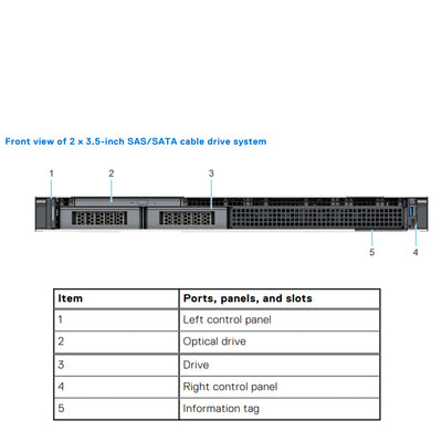Dell PowerEdge R250 Chassis - Cabled 2x3.5" SAS/SATA (HDD/SSD)