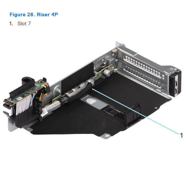 Dell PowerEdge R7615 Riser Config 3-1. R1t + R2t + R3b + R4p (HL)