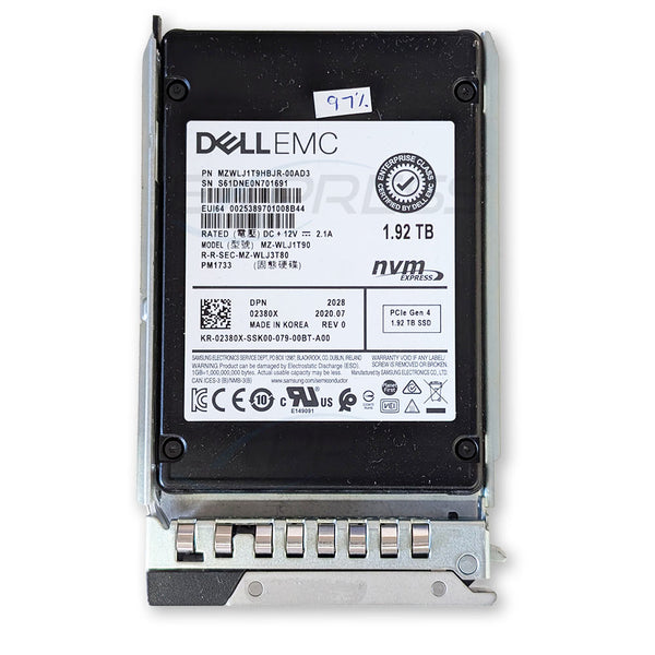 2380X - Dell 2.5" 1.92TB U.2 NVMe (G4) RI SSD