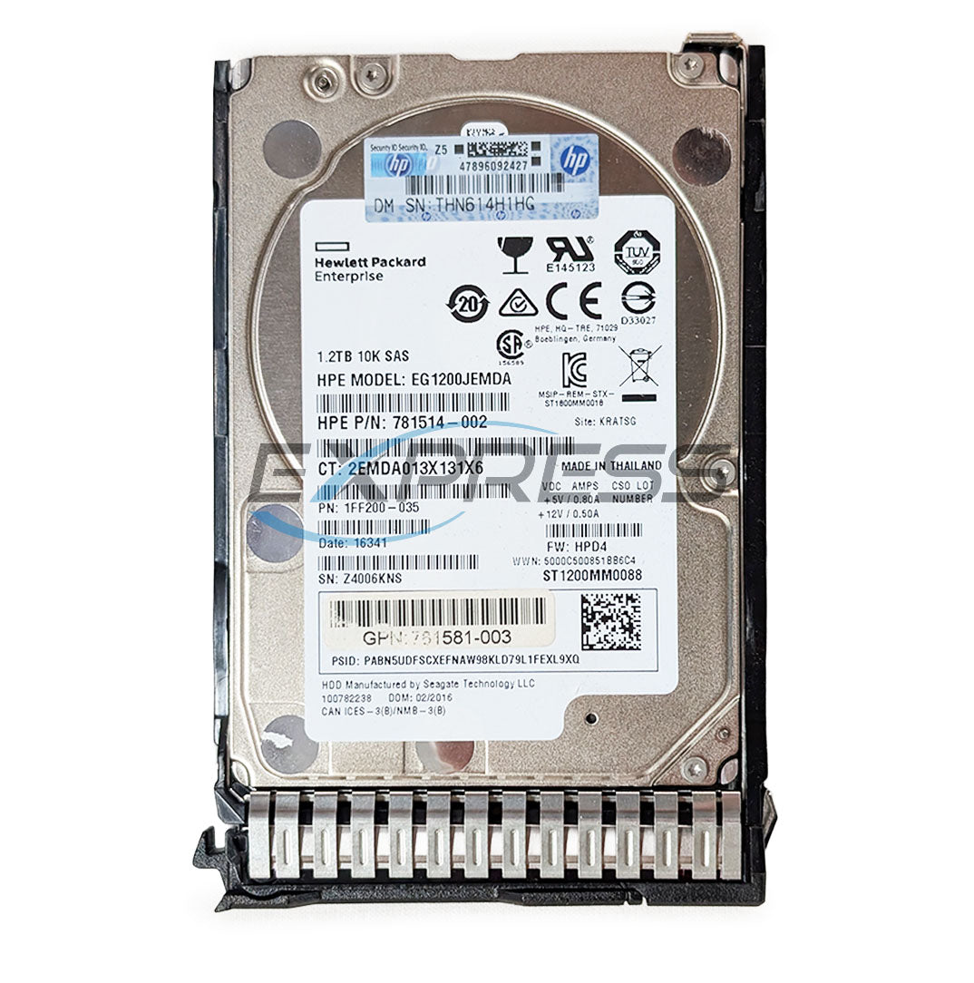 HPE 2.5" 1.2TB 10K SAS 12Gbps SC HDD | 781578-001