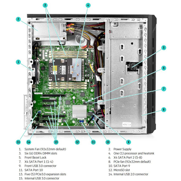 HPE ProLiant ML110 (G10) 4210R 2.4GHz 10 Core 1P 16GB-R S100i 8SFF 800W RPS Server | P54754-001