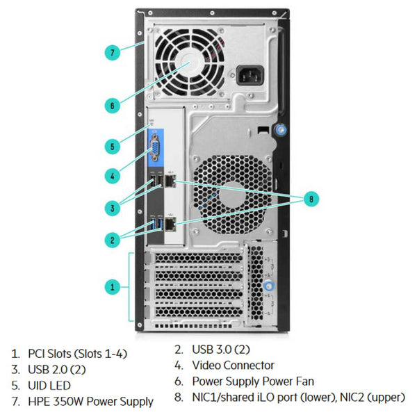 HPE ProLiant ML30 (G9) E3-1220V6 1P 8GB-U B140i 4LFF SATA 350W PS Performance Server | P03705-B21