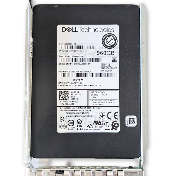 Dell 2.5" 960GB SATA 6Gbps RI 512e 1 DWPD SSD | R0P7D