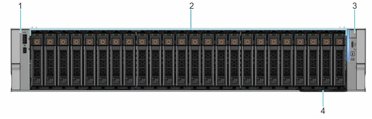 Dell PowerEdge R7725xd 24x 2.5" U.2 NVMe Chassis front view