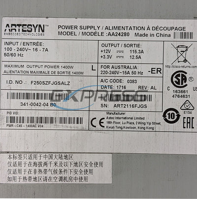 Cisco Catalyst 4500 1400W AC Power Supply Unit (PSU) | PWR-C45-1400AC