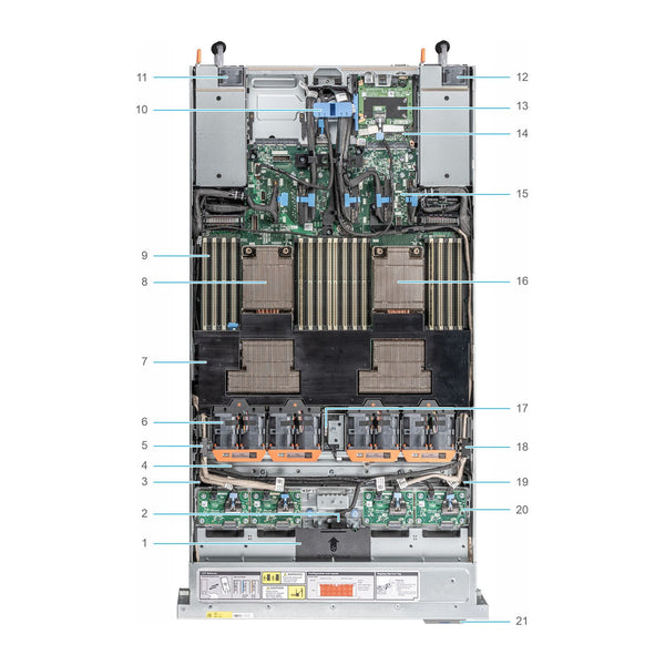 Dell PowerEdge XE7740 internal view, CPU zone