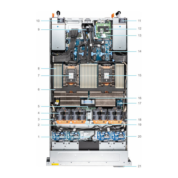 Dell PowerEdge XE7745 internal view, CPU zone