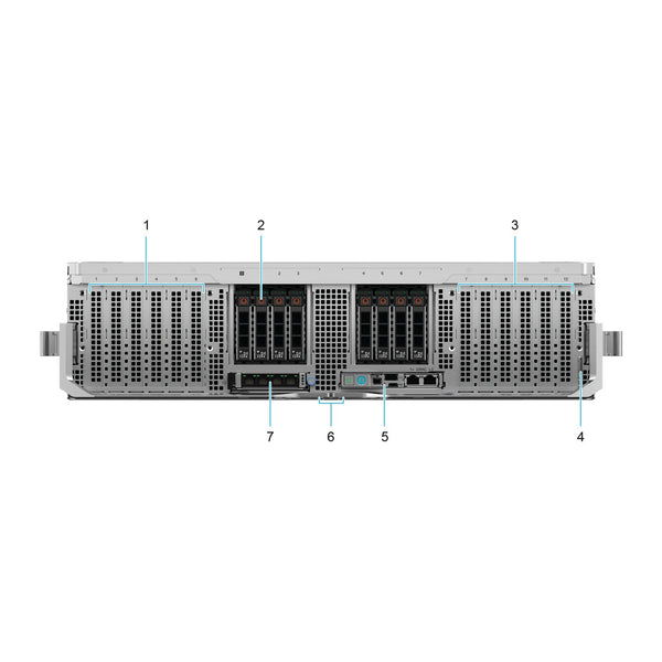 Dell PowerEdge XE9785L front view, 8 x U.2 NVMe with B200 GPUs