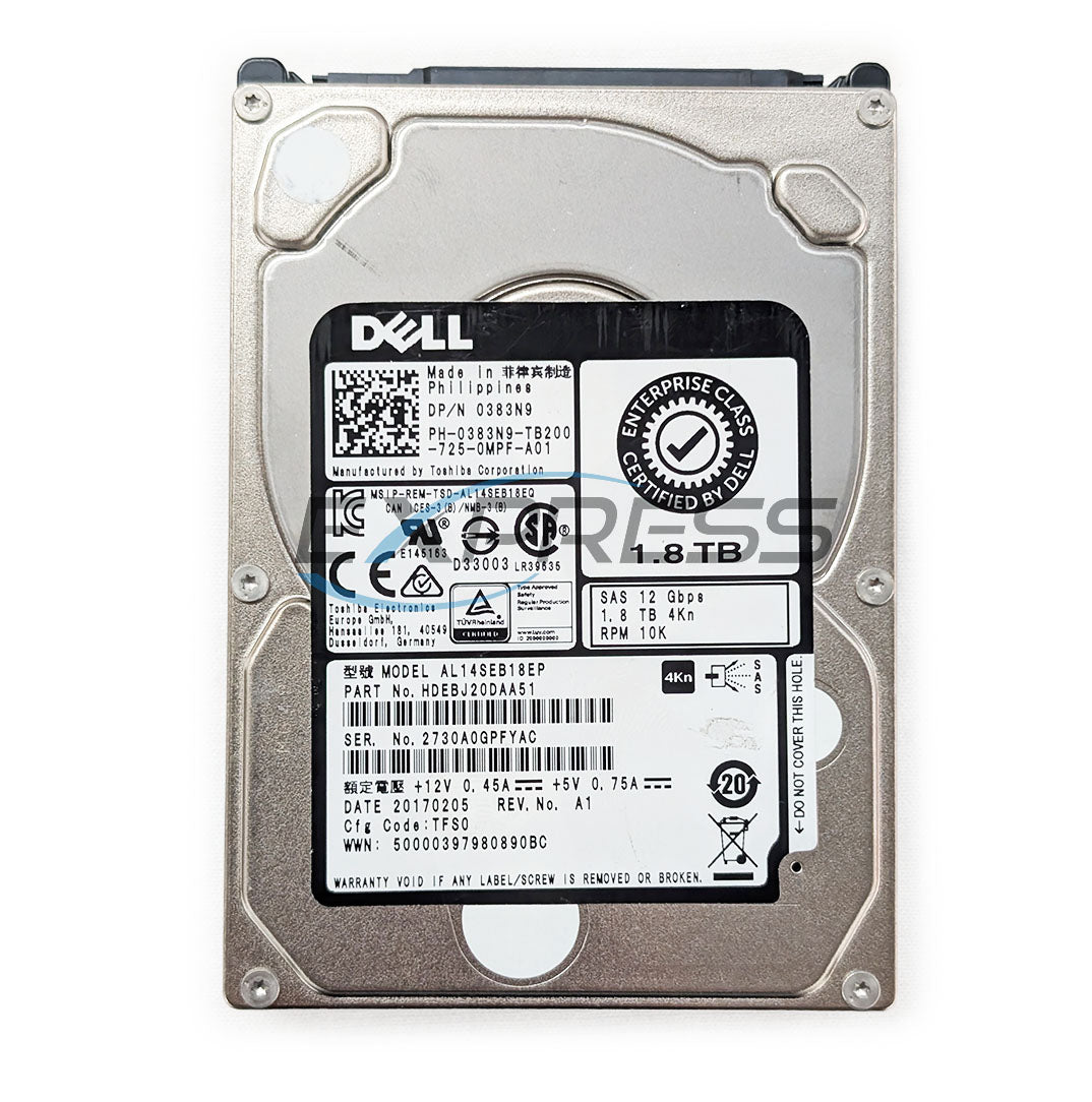 Dell 1.8TB 2.5" 10K SAS 12Gbps 4Kn HDD | 383N9