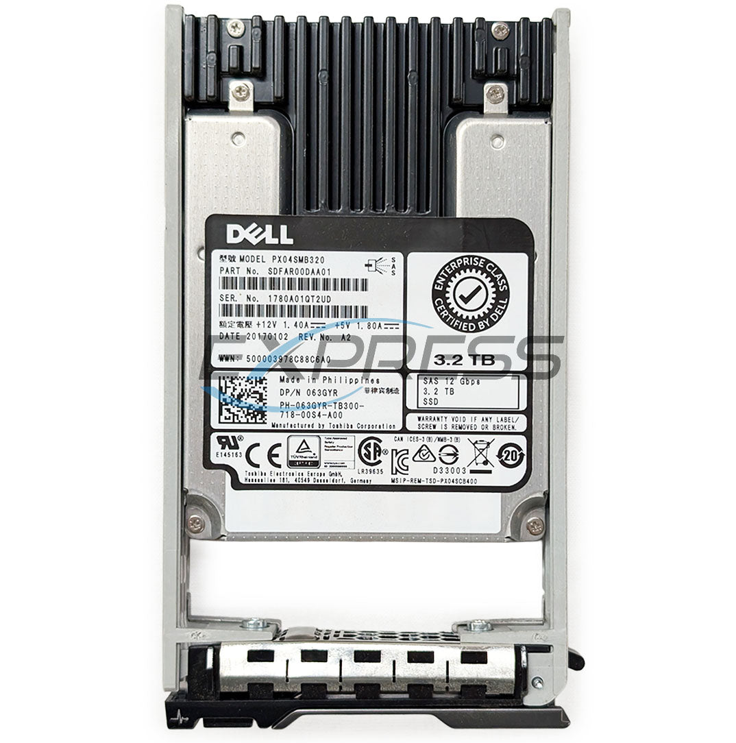 Dell 2.5" 3.2TB SAS 12Gbps MU SSD | 63GYR