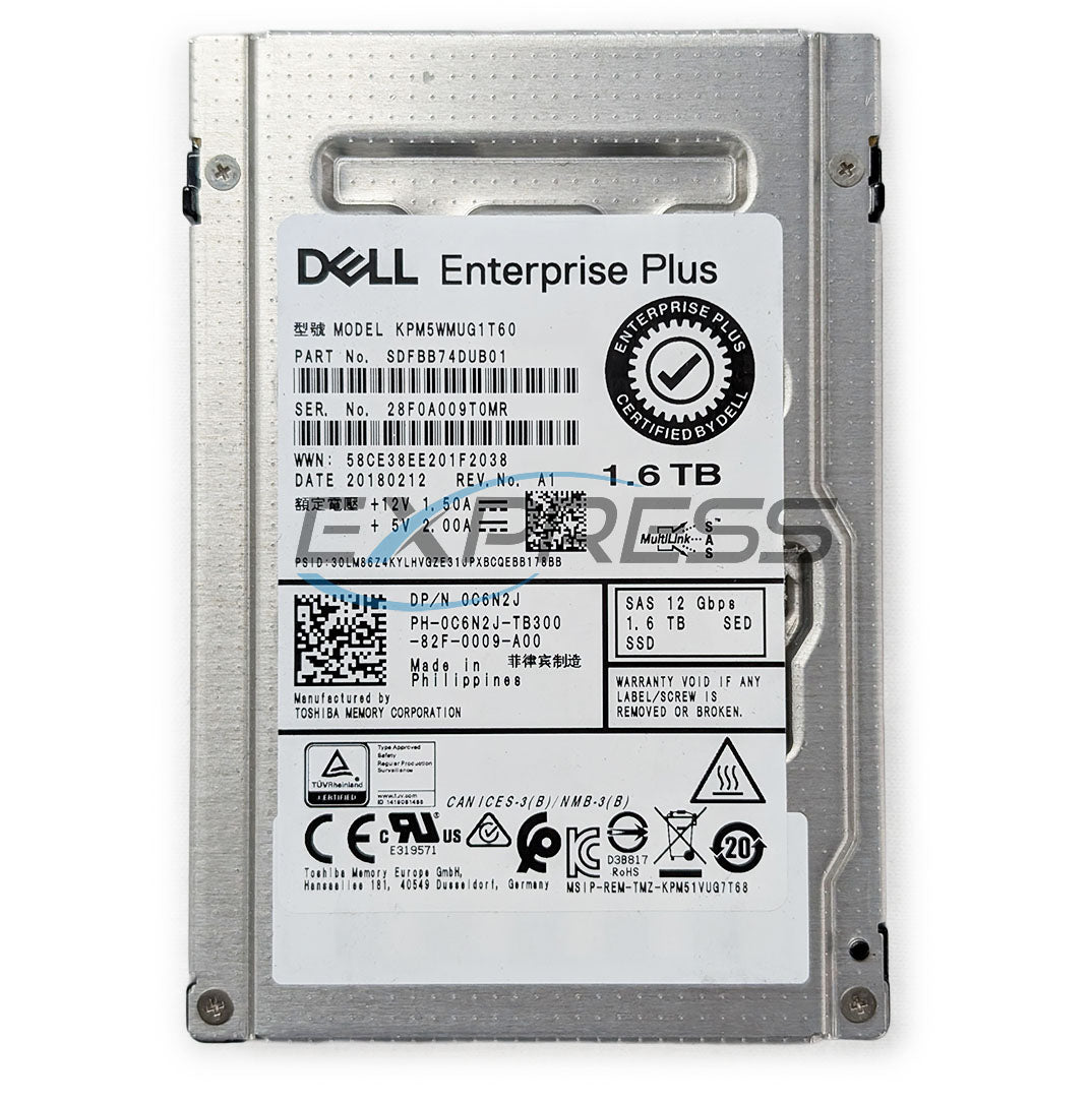 Dell 2.5" 1.6TB SAS 12Gbps Ep+ SED SSD | C6N2J